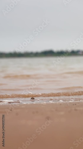 Calm Ocean Waves on Sandy Beach Shoreline Nature Background