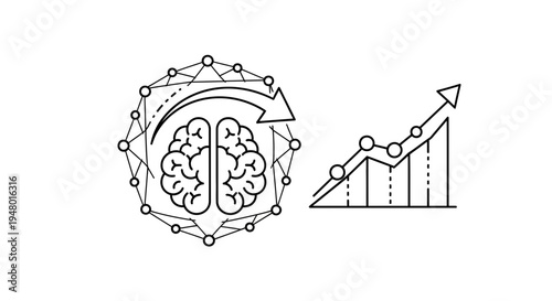 Brain and Growth Chart: AI, Data Analysis, and Business Intelligence Concept
