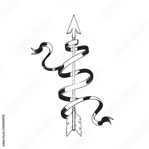 Monochrome Snake Winding Around a Staff Symbolizing Medicine and Healing Across Ancient Symbolic Imagery.