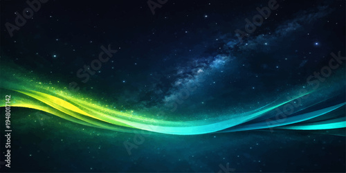 Abstract blue space background featuring a bright nebula and glowing stars across a dark cosmic galaxy universe illustration