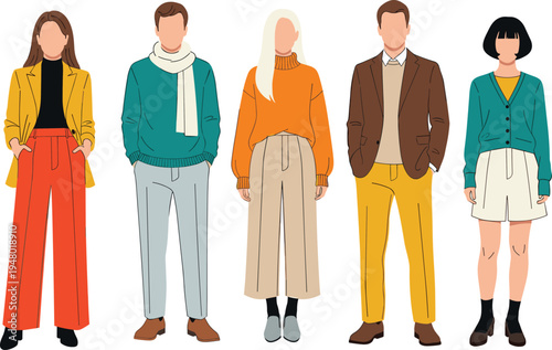 Tableau sur toile Modern flat style people illustration, diverse fashionable characters, casual ou
