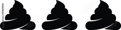 Poop icon silhouette set, cartoon feces symbol collection, funny toilet waste illustration for sanitation, hygiene concept vector