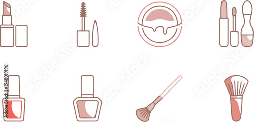 set of cosmetic brushes, set of make up brushes