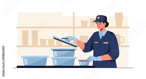 Customs officer inspects cargo containers, ensuring security and compliance at the border.