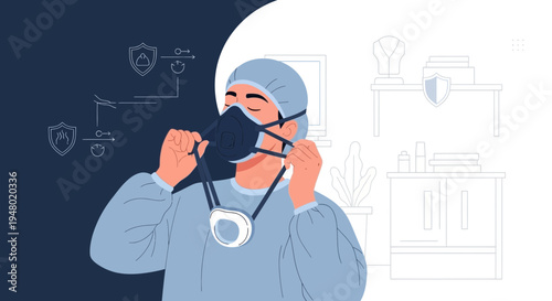 Doctor wearing protective mask, healthcare safety, medical protection, pandemic prevention