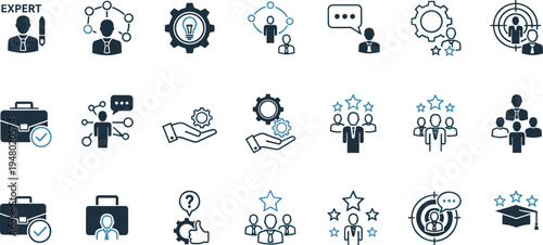 Expert management and leadership icons set business vector illustration collection