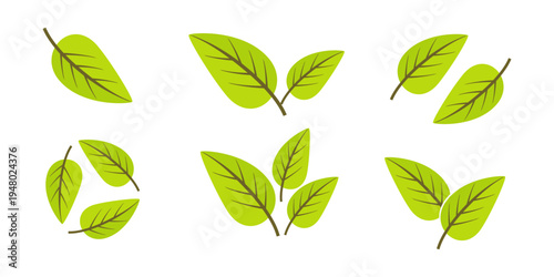 Leaf vector symbol, leaf illustration or leaf emoji in flat style. Spring leaf design, ecological nature theme.