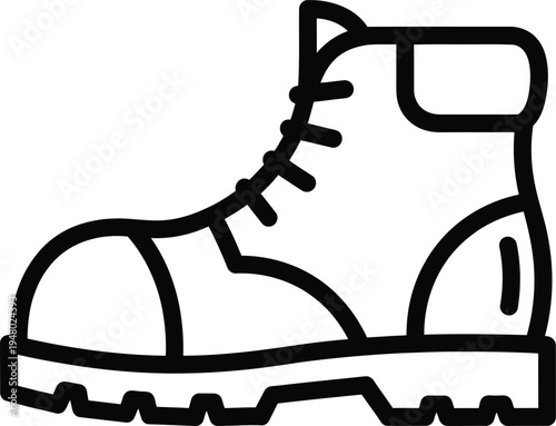 A sturdy leather work boot with a thick lugged sole designed for heavy duty construction projects