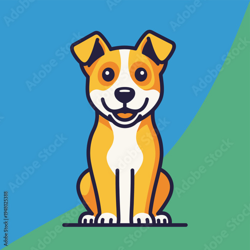 Cartoon Dog Sitting Illustration Design.