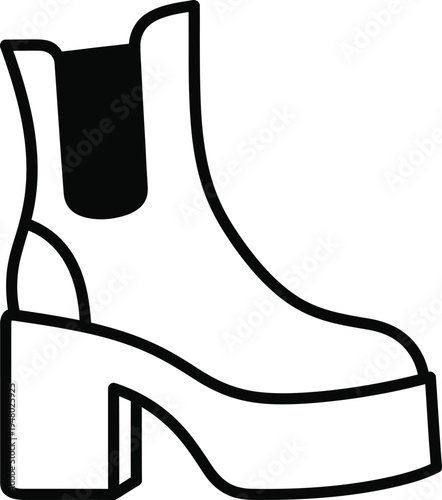 A stylish chelsea boot with a thick platform sole and a solid black elastic side panel detail