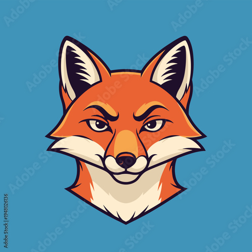 Cartoon Fox Head Illustration with Smiling Face.