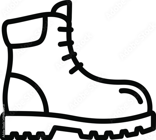 A sturdy work boot with a thick lug sole and lace up design for rugged outdoor hiking activities