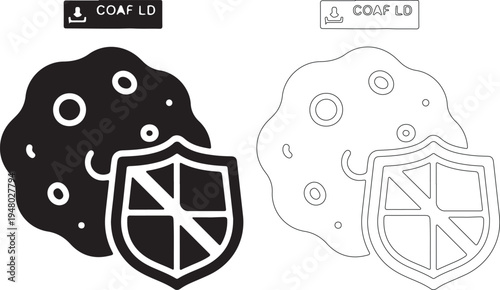 Cybersecurity Shield Blocking Virus Icon Vector Illustration isolated PNG with Transparent Background