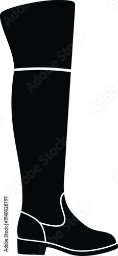 A stylish black over the knee leather boot silhouette representing modern fashion and footwear design