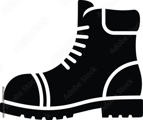 A sturdy leather work boot featuring a high ankle design with durable laces and thick tread sole