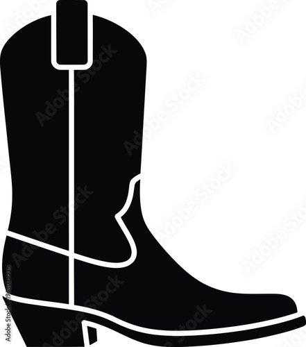 A classic western style cowboy boot featuring a tall shaft and a distinct angled walking heel design