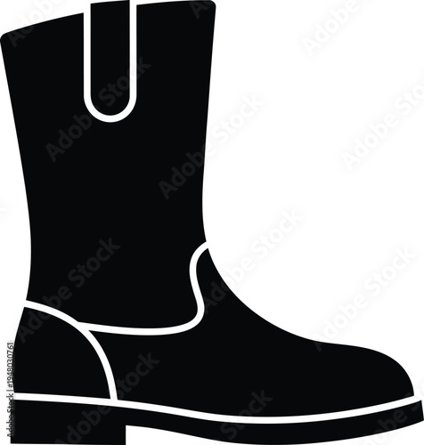 A classic leather cowboy boot silhouette featuring a sturdy heel and a traditional pull tab design