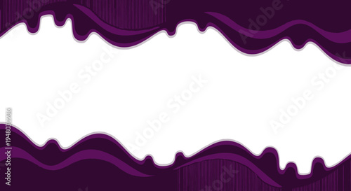 Abstract purple wavy liquid border design with white background