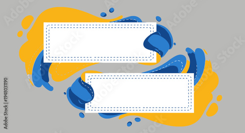 Blank message frames with abstract blue yellow splash background