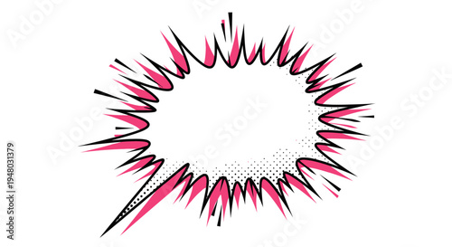 Comic book explosion speech bubble with halftone dots