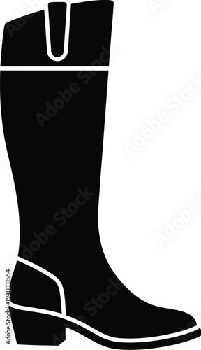 A classic tall riding boot silhouette featuring a sturdy heel and a structured decorative tab top