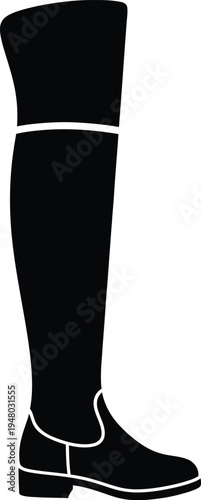 A black flat over the knee boot representing a classic stylish piece of women footwear fashion