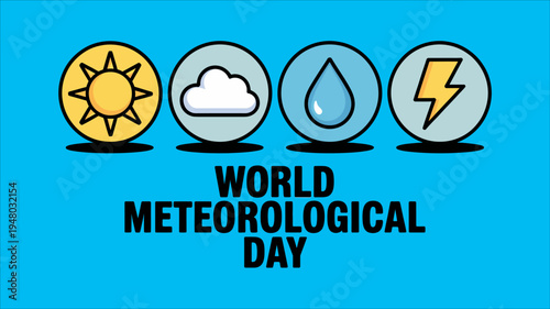World Meteorological Day simple greeting background with circular weather icons