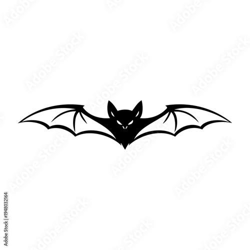 Logo con murciélago volando. Silueta de vampiro para su uso en tarjetas y felicitaciones de Halloween