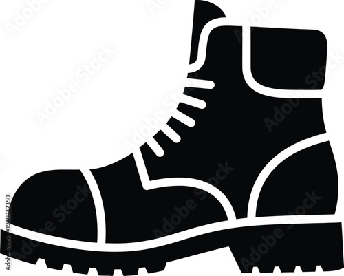 A sturdy work boot with a thick sole and lace up design for heavy duty outdoor safety protection