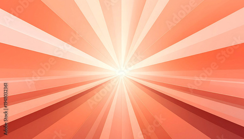 Abstract peach sunburst background with radial rays and soft gradient light creating modern retro design with copy space.