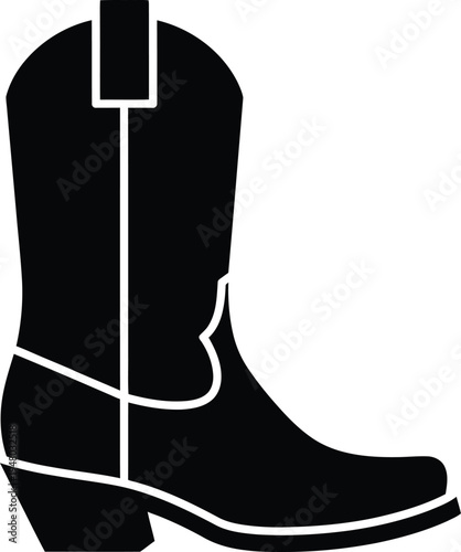 A black silhouette icon of a traditional western cowboy boot representing classic american fashion