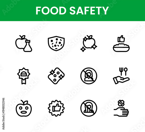 Food Safety icon set. Food Safety Modern Line Icon Collection features professional modern and clean vector icons for contamination control.