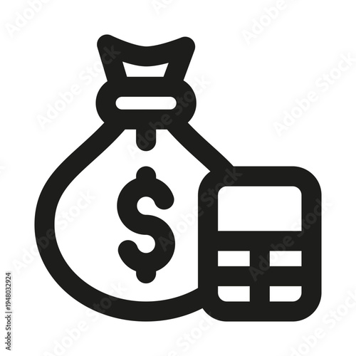 Payroll and Money Calculation Line Icon. Professional minimalist symbol designed as a premium vector line icon for financial management and salary processing