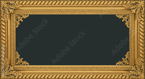 Ornate golden rectangular classic picture frame