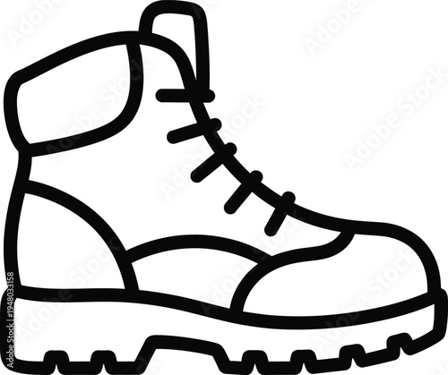 A sturdy leather hiking boot designed for outdoor activities and rugged terrain exploration gear