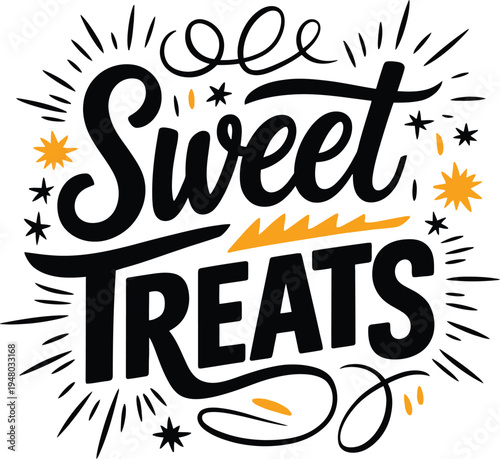 Sweet Treats hand drawn lettering typography vector design