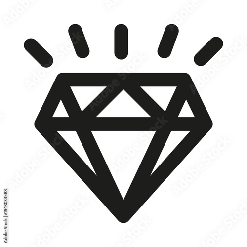 Diamond Line Icon. Professional minimalist symbol designed as a premium vector line icon for luxury, elegance, and precious gems