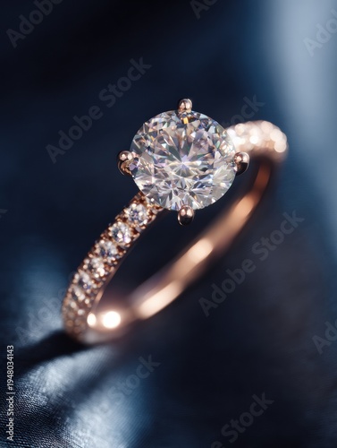 A luxurious rose gold diamond engagement ring/高級感あふれるローズゴールドのダイヤモンドエンゲージリング