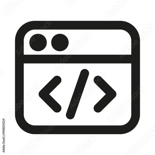 Coding Window Line Icon. Professional minimalist symbol designed as a premium vector line icon for web development, programming, and software design