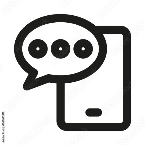 Mobile chat icon. Mobile chat modern professional line icon, minimal vector messaging symbol with clean outline style, unique communication technology illustration