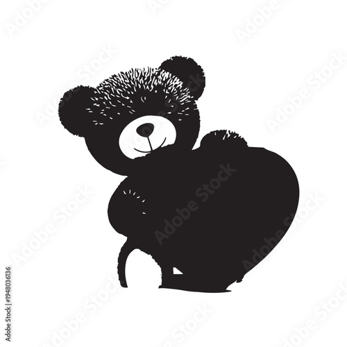 Black and white panda illustration with round features and a cute expression.