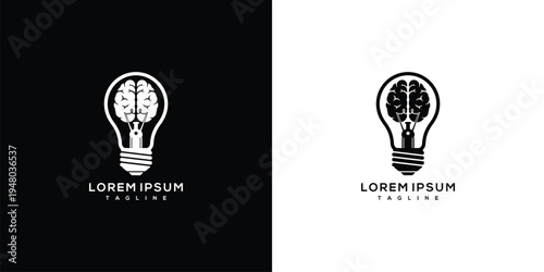 Brain Light Bulb Logo Concept Creative Idea Innovation  Intelligence Icon Design.