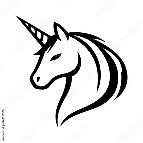 Logotipo unicornio. Dibujo con líneas de la cabeza de un unicornio 