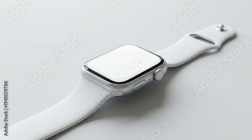 Minimalist silver smartwatch with white blank screen