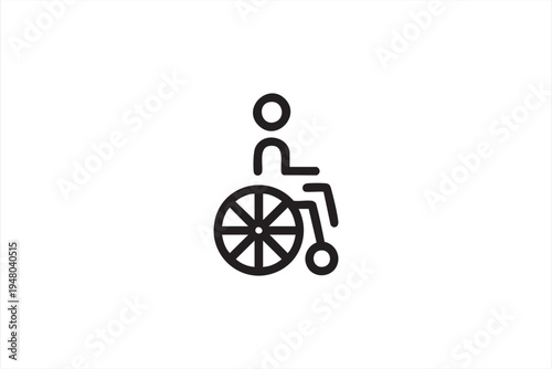 Accessibility wheelchair line icon for disability mobility aid inclusive healthcare concept