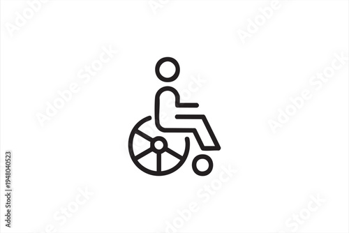 Wheelchair disability symbol outline icon representing accessibility support and inclusion