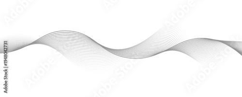Abstract wave element for design. Digital frequency track equalizer. Stylized line art background. Vector illustration. Wave with lines created using blend tool. Curved wavy line, smooth stripe.
