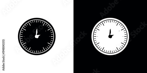 Black and white clock faces with white and black backgrounds