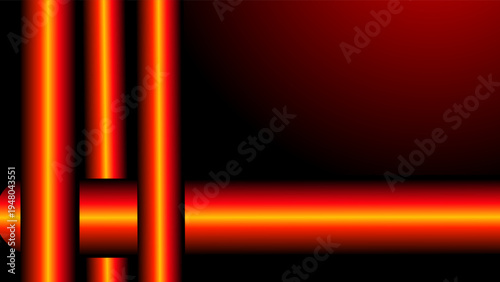 Abstract Red and Orange Glowing Pipes on Black Background