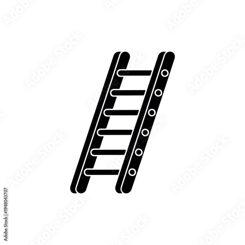 Black and white ladder with rungs and bolts symbol